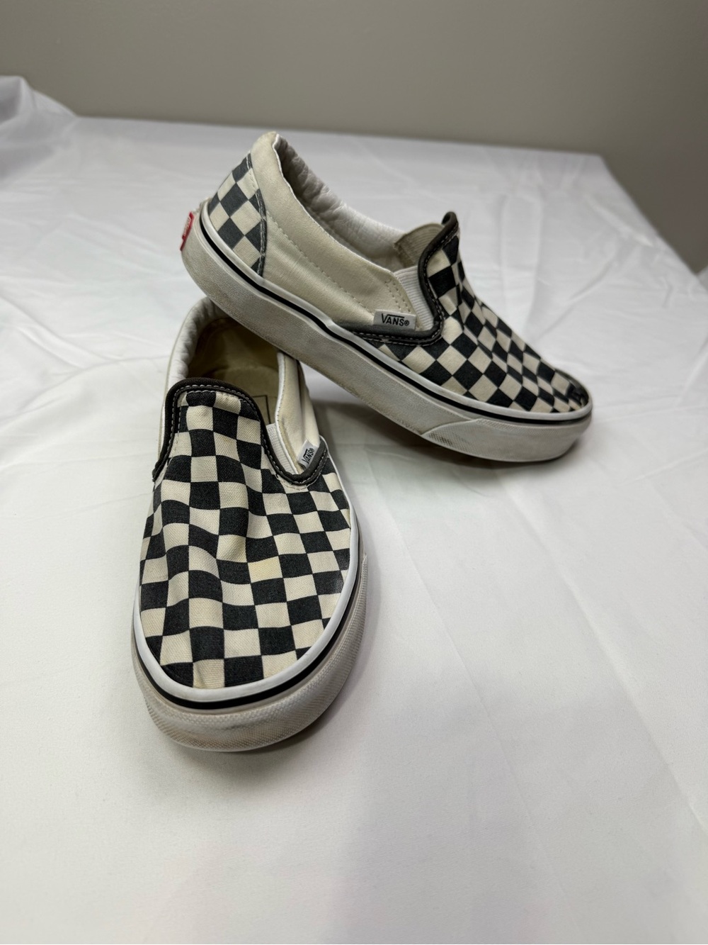 Vans Kids Slip-On Checkerboard Canvas Sneakers - Black & White